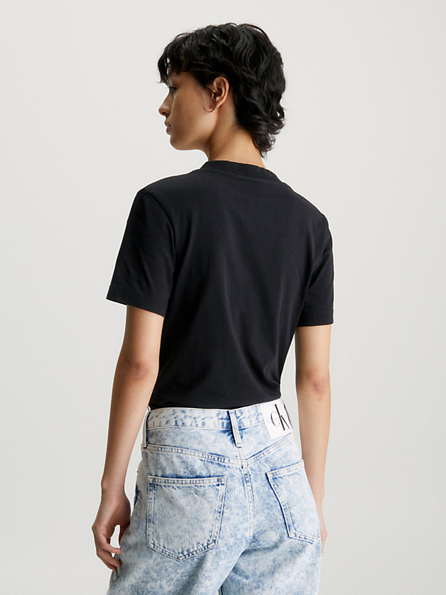 t-shirt con monogramma e scollo a v ck black da donna calvin klein jeans