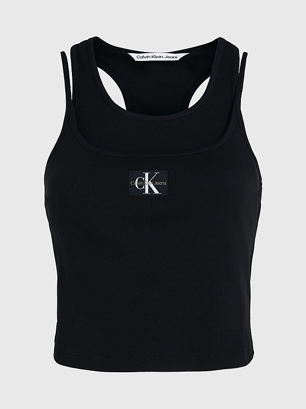 CK BLACK Double Layer Ribbed Tank Top for women CALVIN KLEIN JEANS