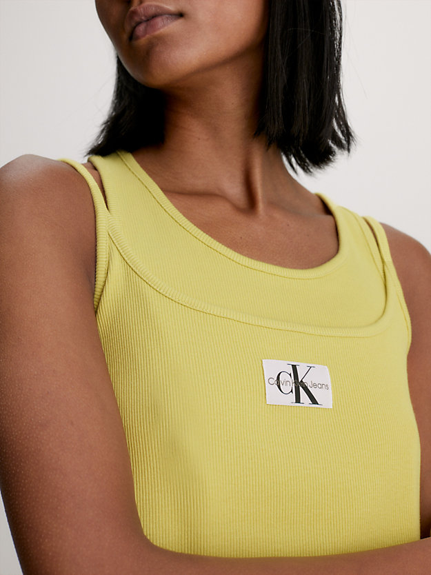 YELLOW SAND Double Layer Ribbed Tank Top for women CALVIN KLEIN JEANS