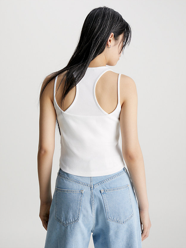 bright white double layer ribbed tank top for women calvin klein jeans