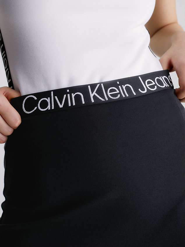 black spódnica mini z logo z dżerseju milano dla kobiety - calvin klein jeans