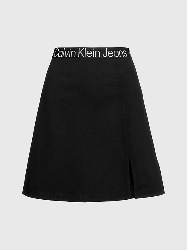 ck black minirock mit logo-bund aus milano-jersey für damen - calvin klein jeans