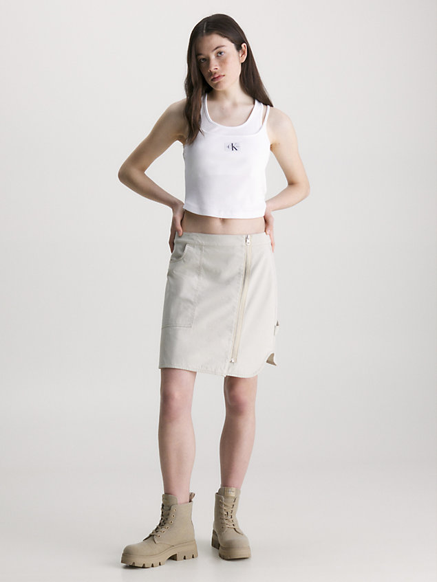 beige cotton canvas utility wrap skirt for women calvin klein jeans