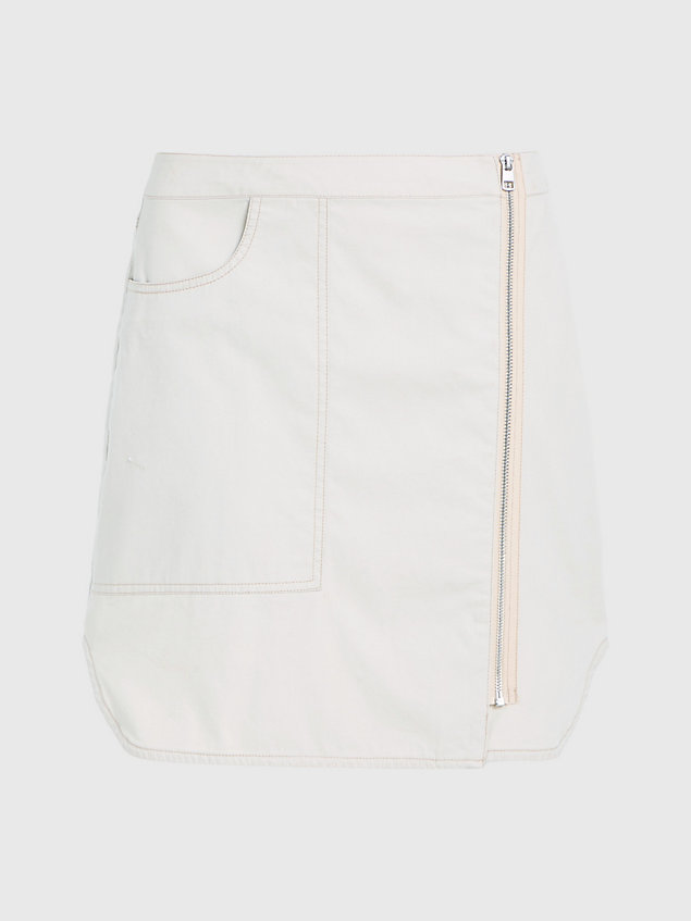 falda cruzada de trabajo de lona de algodón beige de mujer calvin klein jeans