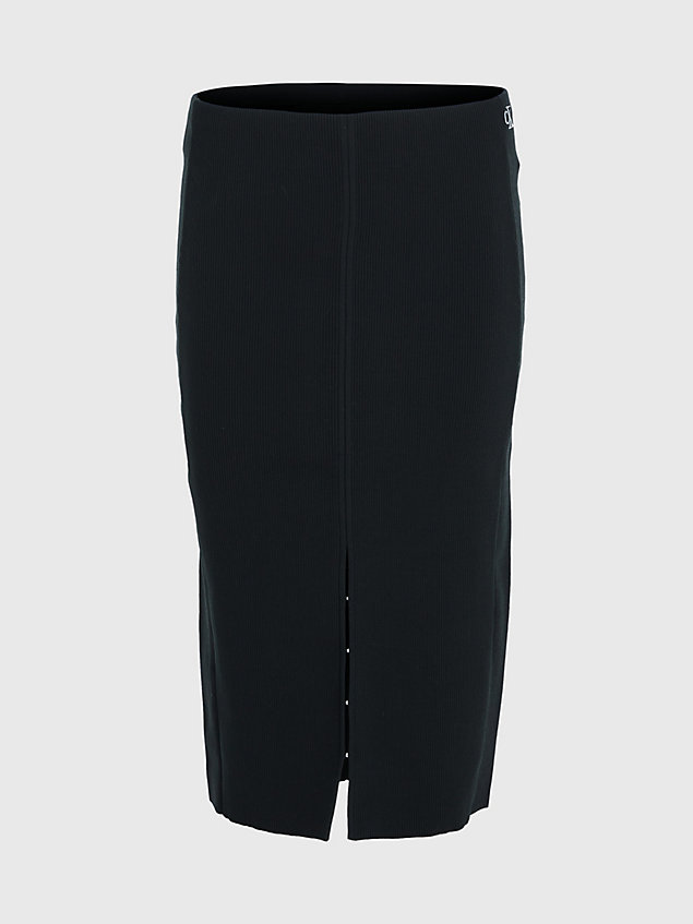 black spódnica midi z zapięciem na haftkę dla kobiety - calvin klein jeans