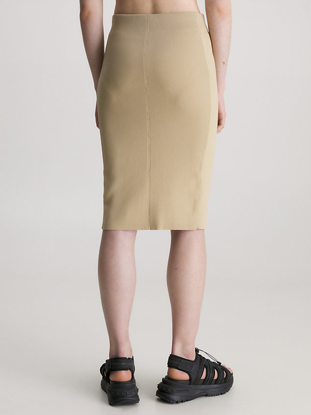 falda midi con corchete beige de mujer calvin klein jeans