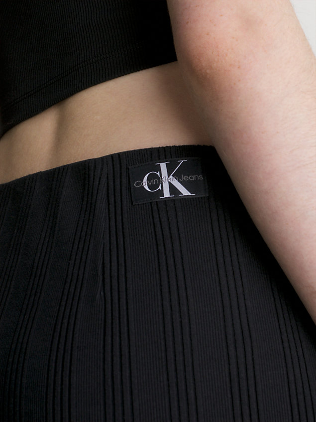black spódnica z bawełny ze stretchem z guzikami z boku dla kobiety - calvin klein jeans