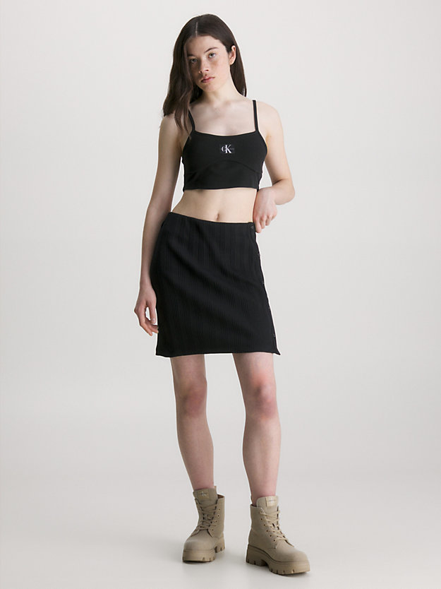 CK BLACK Cotton Stretch Side Button Skirt for women CALVIN KLEIN JEANS