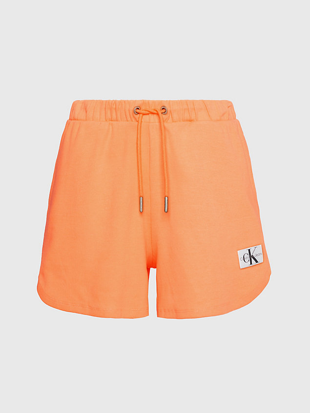 orange lässige shorts aus geripptem jersey für damen - calvin klein jeans