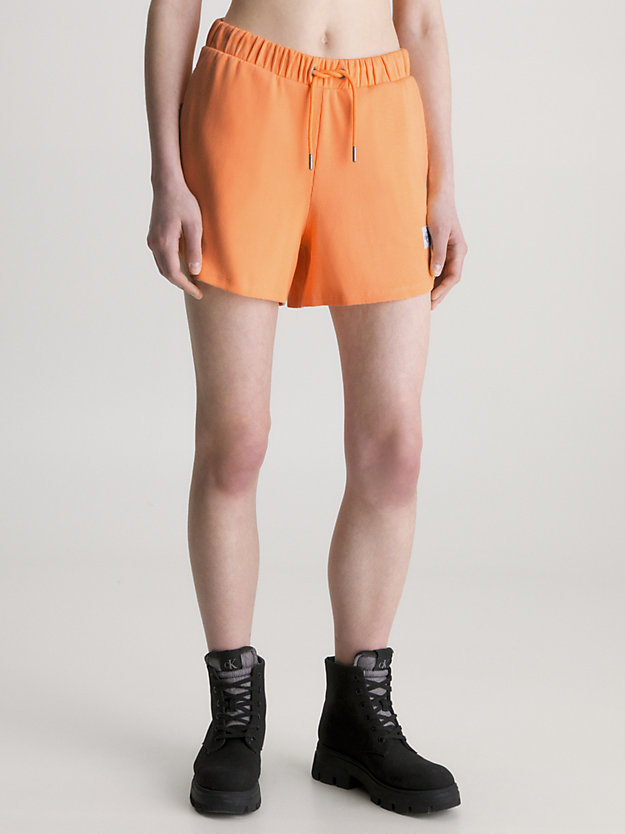 crushed orange relaxed geribde jersey korte broek voor dames - calvin klein jeans