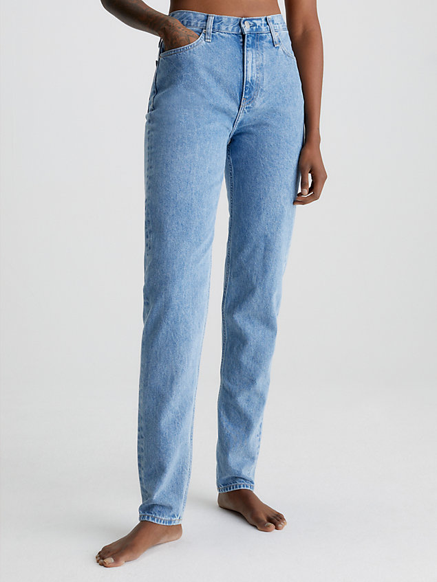 blue mom jeans van gerecycled katoen voor dames - calvin klein jeans