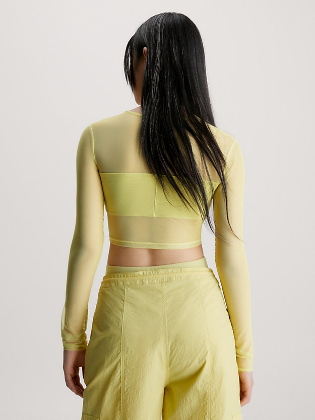 YELLOW SAND Mesh Long Sleeve Cropped Top for women CALVIN KLEIN JEANS