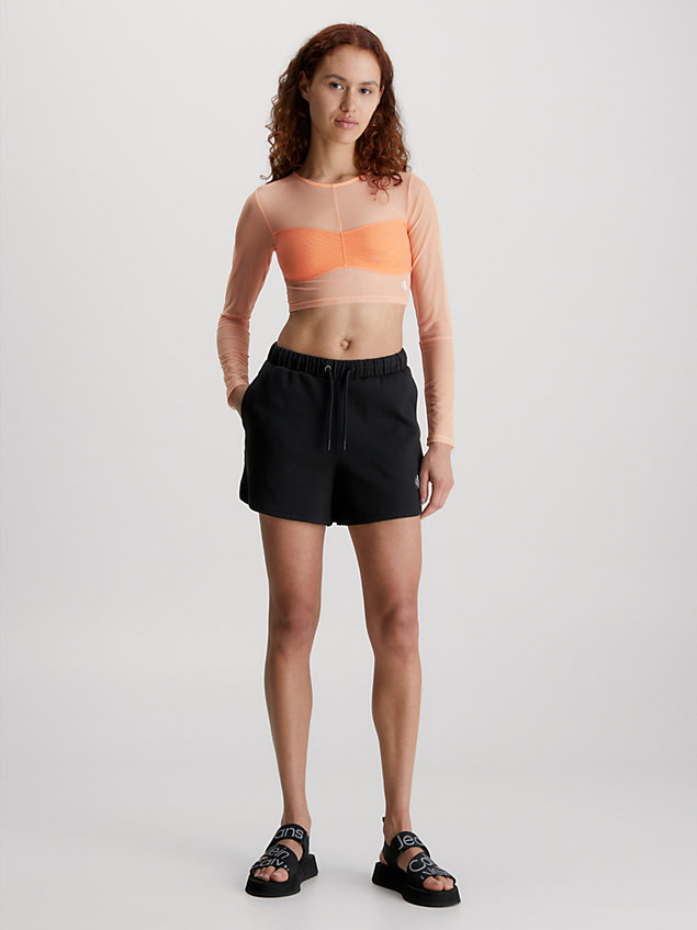 orange mesh long sleeve cropped top for women calvin klein jeans