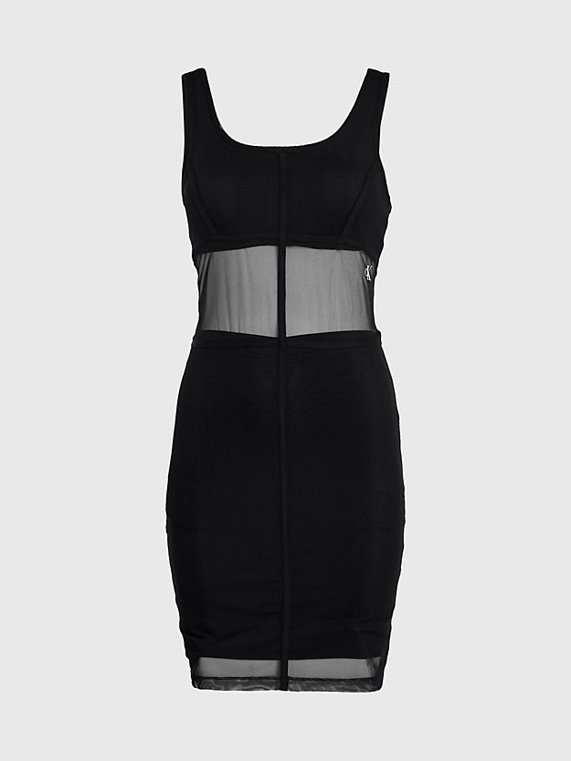 CK BLACK Dwuwarstwowa siateczkowa sukienka bez rękawów dla Kobiety CALVIN KLEIN JEANS