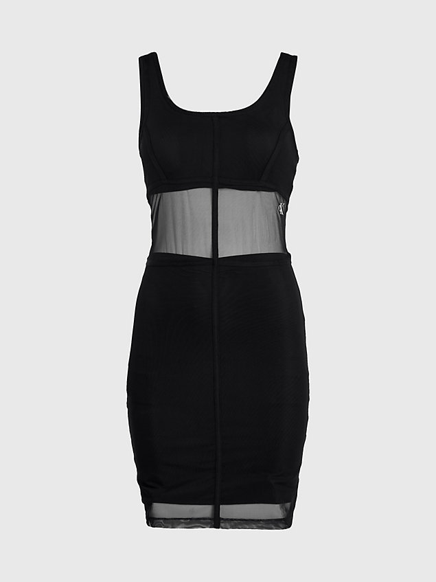 black dwuwarstwowa siateczkowa sukienka bez rękawów dla kobiety - calvin klein jeans