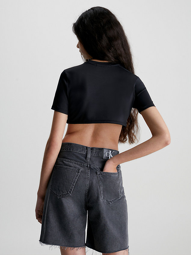 black cropped bustier t-shirt for women calvin klein jeans