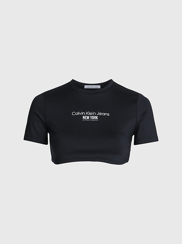 black cropped bustier t-shirt voor dames - calvin klein jeans