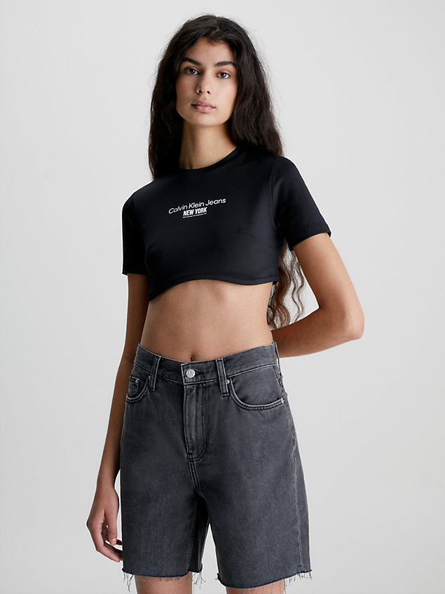 black cropped bustier t-shirt voor dames - calvin klein jeans