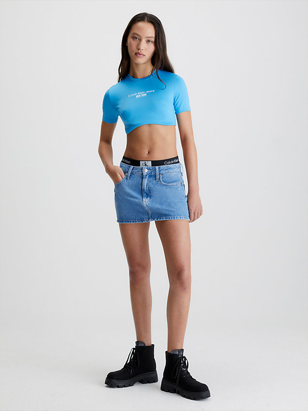 blue cropped bustier-t-shirt für damen - calvin klein jeans