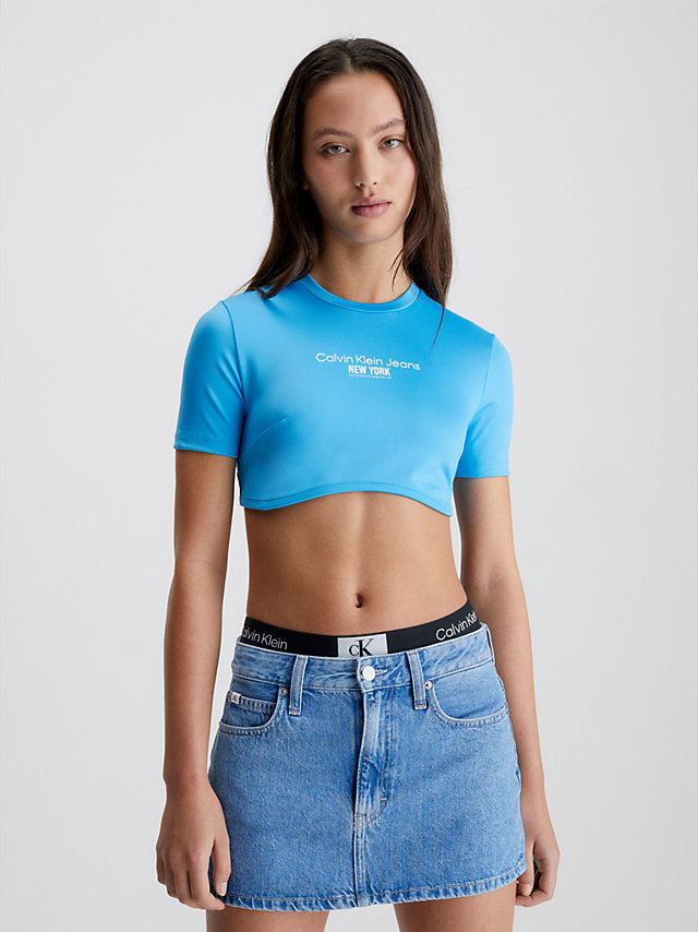Blue Crush Cropped Bustier T-Shirt undefined dames Calvin Klein
