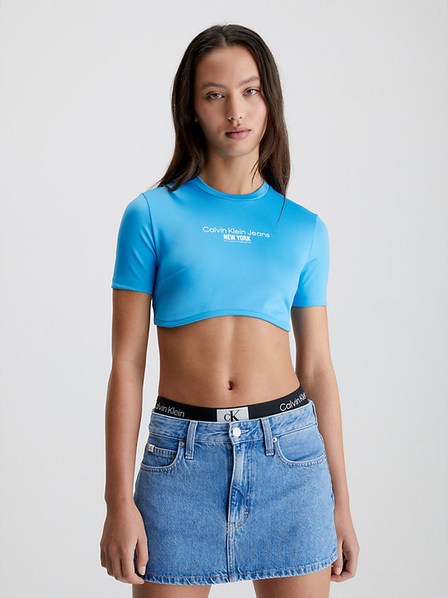 t-shirt bustier court blue pour femmes calvin klein jeans