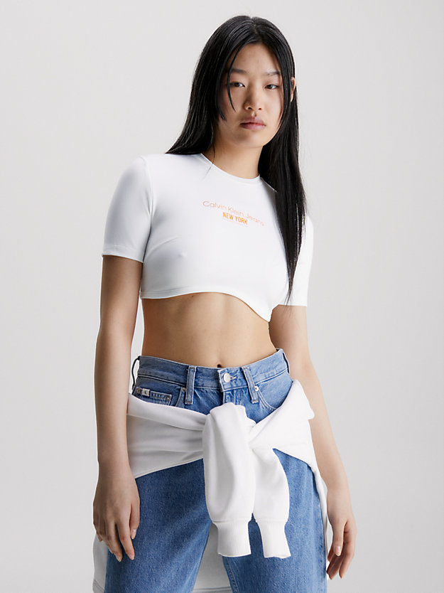 bright white cropped bustier t-shirt for women calvin klein jeans
