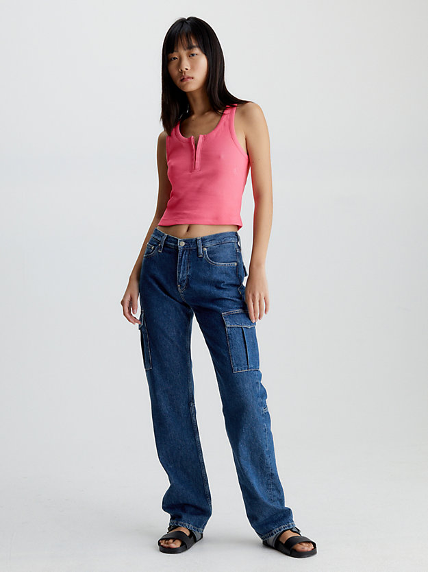 glamour pink slim cotton rib tank top for women calvin klein jeans