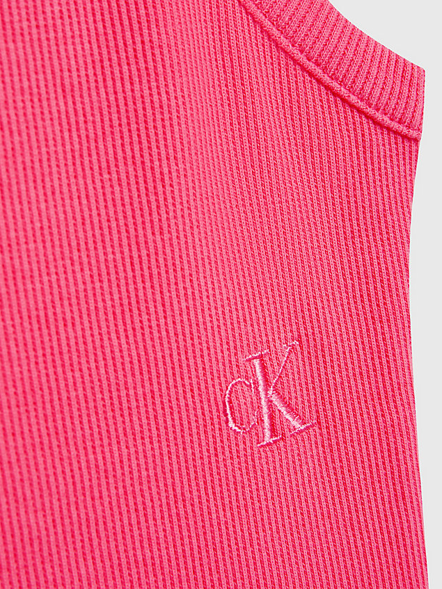 pink wąski top bez rękawów z bawełny ściągaczowej dla kobiety - calvin klein jeans