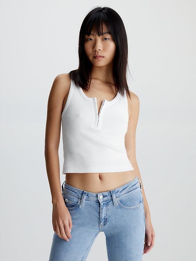 white slim cotton rib tank top for women calvin klein jeans