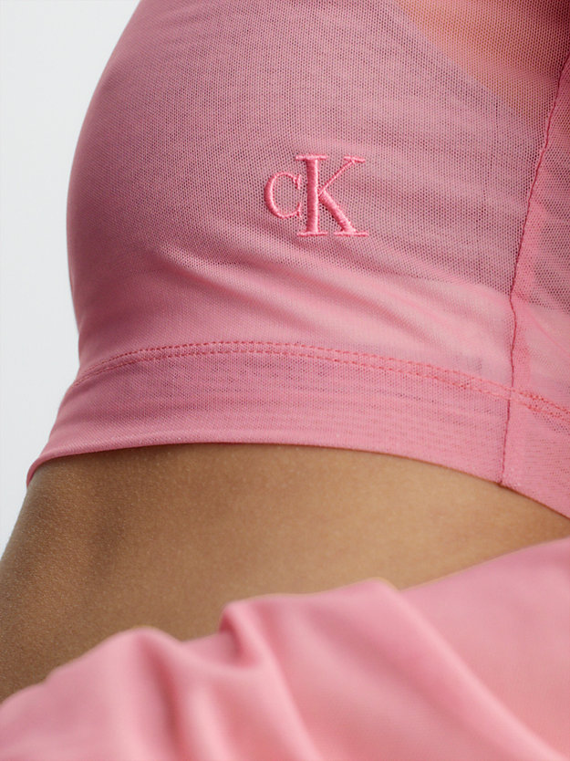 glamour pink slim mesh cropped top for women calvin klein jeans