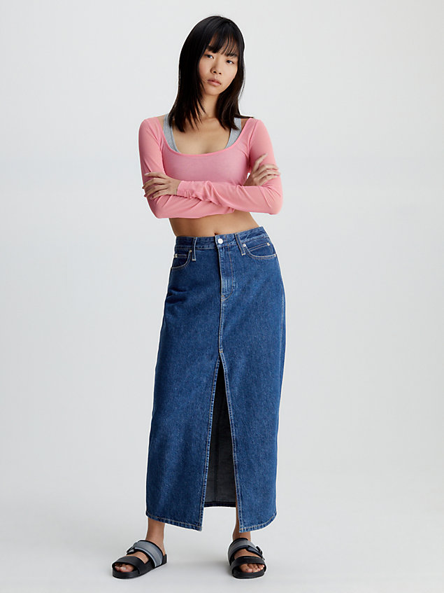 top cropped slim de malla pink de mujer calvin klein jeans