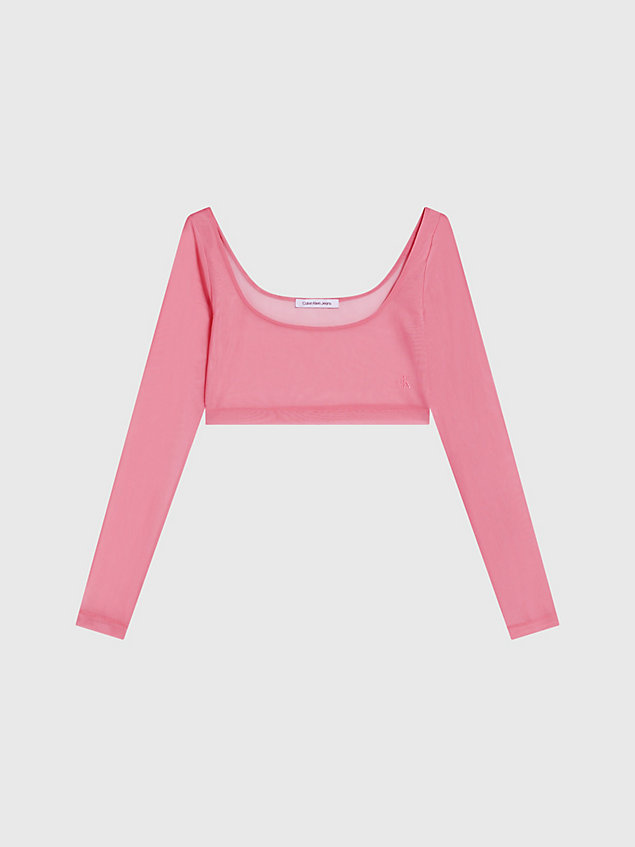 pink slim mesh cropped top for women calvin klein jeans