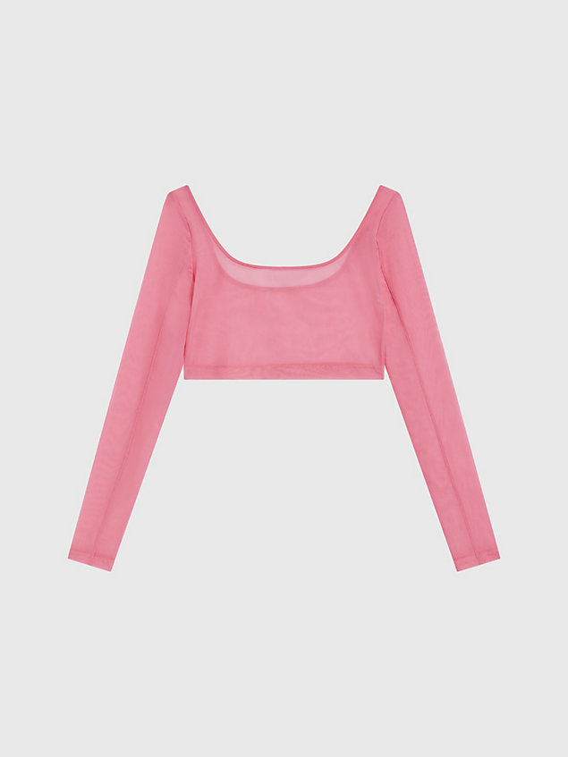 pink schmales crop top aus mesh für damen - calvin klein jeans