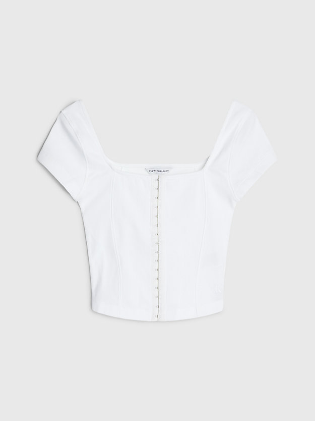 bright white cotton rib hook and eye t-shirt for women calvin klein jeans