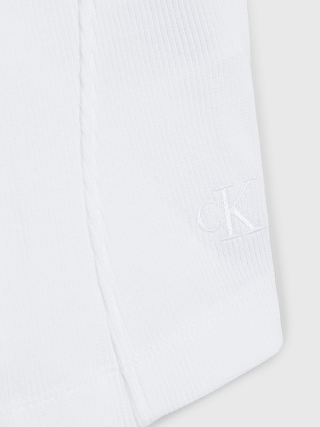 BRIGHT WHITE T-Shirt aus gerippter Baumwolle mit Ösen- und Hakenverschluss für Damen CALVIN KLEIN JEANS