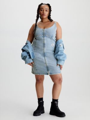 Calvin klein deals denim dress zipper