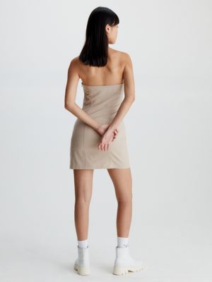 Calvin Klein Jeans LOGO ELASTIC MILANO DRESS - Shift dress - ivory
