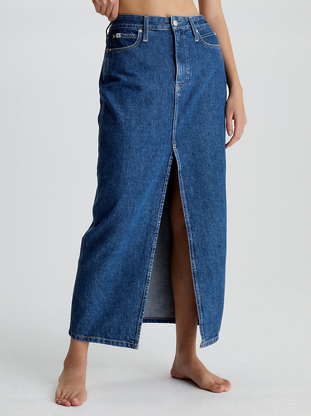 denim medium high rise denim maxi skirt for women calvin klein jeans