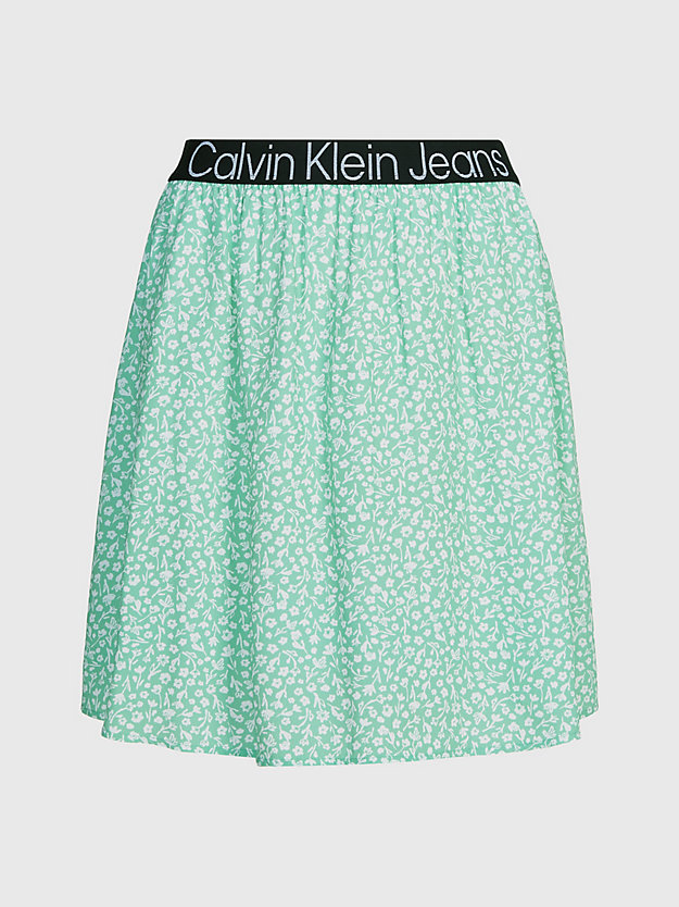 ditsy floral green aop minirok met tailleband met logo voor dames - calvin klein jeans