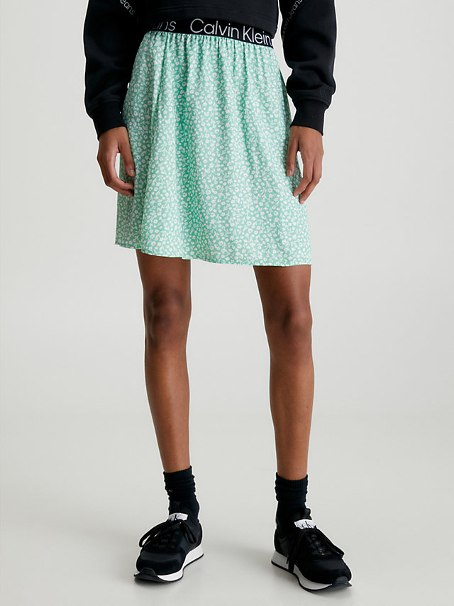 Ditsy Floral Green Aop Logo Waistband Mini Skirt undefined women Calvin Klein