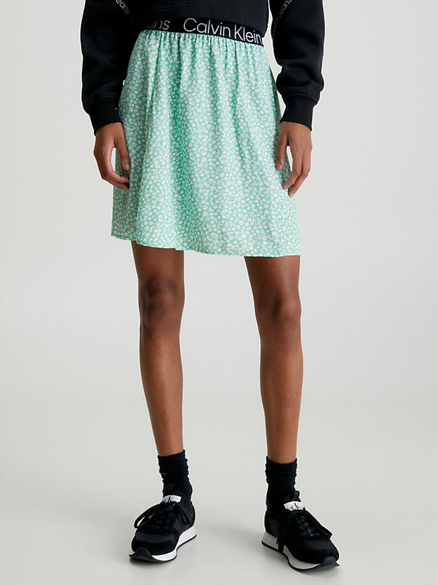 DITSY FLORAL GREEN AOP Logo Waistband Mini Skirt for women CALVIN KLEIN JEANS