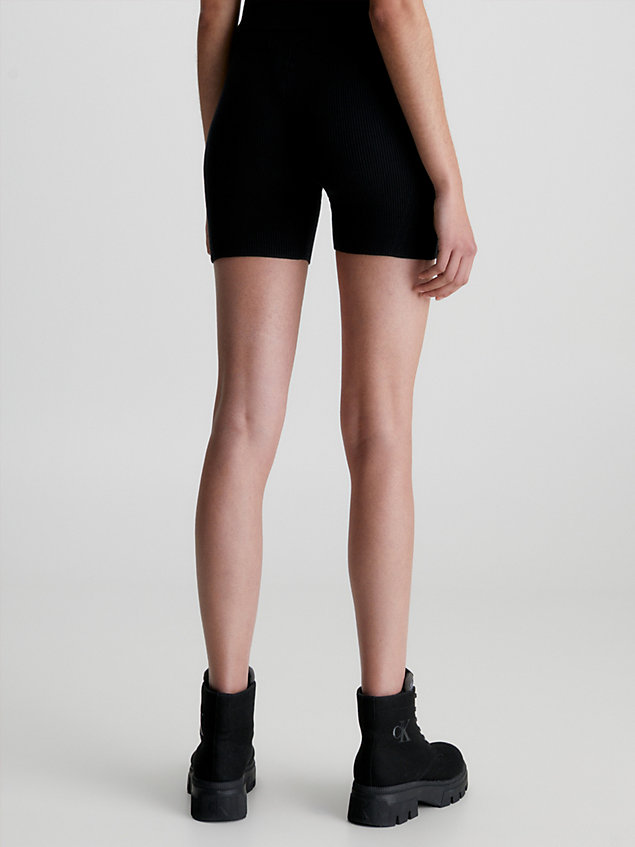 black gerippte radler-shorts für damen - calvin klein jeans