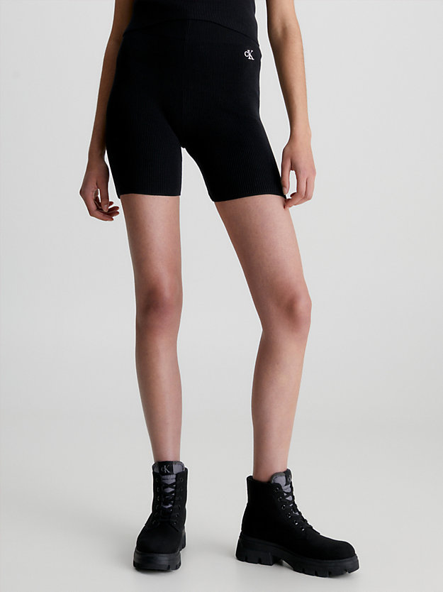 ck black prążkowane szorty rowerowe dla kobiety - calvin klein jeans