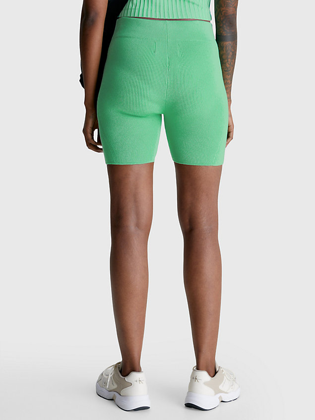 green gerippte radler-shorts für damen - calvin klein jeans