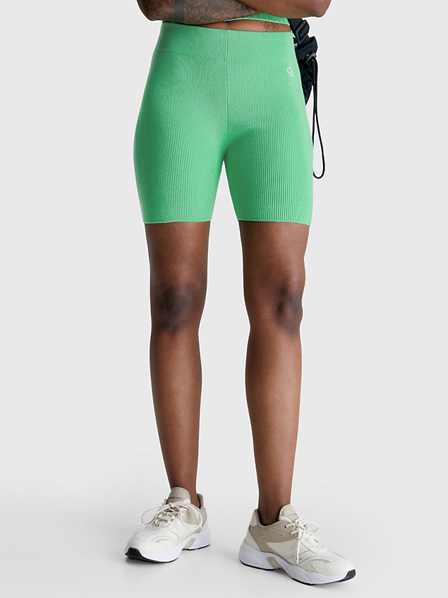 green gerippte radler-shorts für damen - calvin klein jeans