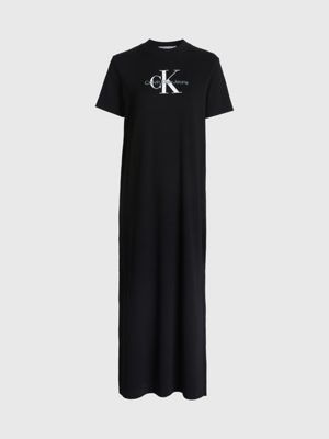 ck black monogram maxi t-shirt dress for women calvin klein jeans