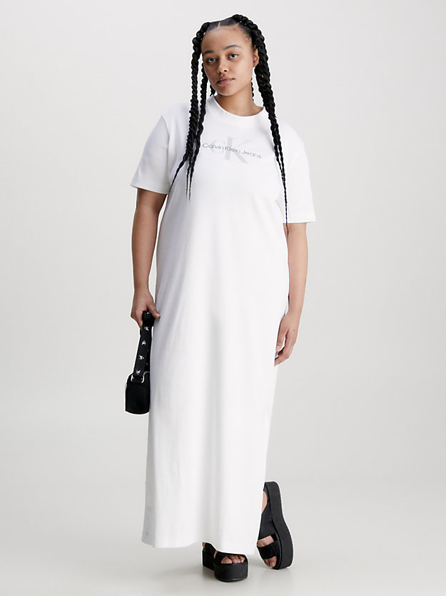 BRIGHT WHITE Sukienka typu T-shirt maxi z monogramem dla Kobiety CALVIN KLEIN JEANS