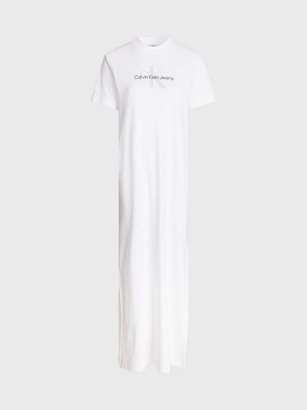 BRIGHT WHITE Abito a T-shirt maxi con monogramma da donna CALVIN KLEIN JEANS