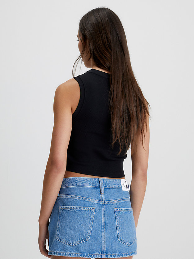 ck black cropped monogram tank top for women calvin klein jeans