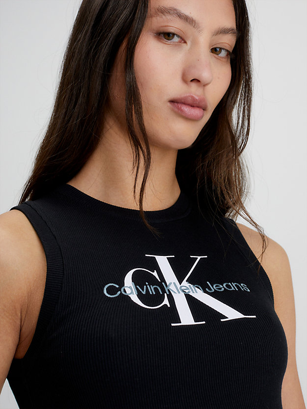 camiseta de tirantes cropped con monograma ck black de mujer calvin klein jeans